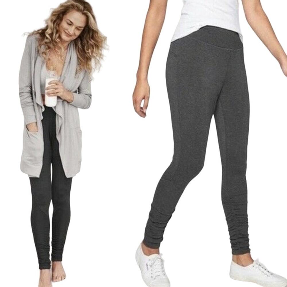 Athleta Pants Restore Slim Ruched Legging Joggers High Rise Knit Gray Grey XS